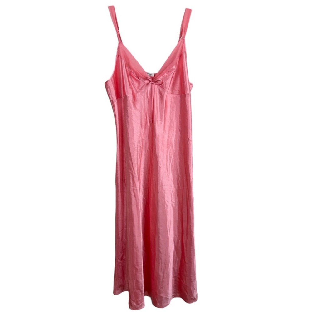 Vintage Coquette 90s Plus Size Satin Pink Babydoll Slip Dress 1X